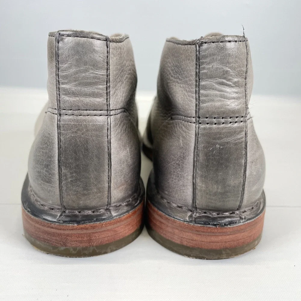 Cole Haan Glenn Chukka Boots Mens Size 9 M Gray Leather Burnished Desert Shoes